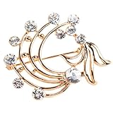 Buyinhouse New Fashion Ladies Girls Golden Plated Flashing Rhinestones Crystals Cute Animals Style Brooches Corsage Pin Clips Suitable for Variety Clothes and Any Occasions