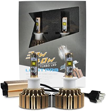 LED Headlights Bulbs H3 by EVITEK, Plug &amp; Play, Upgrated Replacement Headlights Conversion Kit, 30W 3,000Lumens and 6,000k White Light - 1 Year Warranty (Pack of 2)