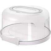 Top Shelf Elements Round Cake Carrier Two Sided Cake Holder Serves as Five Section Serving Tray, Portable Cake Stand Fits 10 inch Cake, Cake Box Comes With Handle, Cake Container Holds Pies (White)