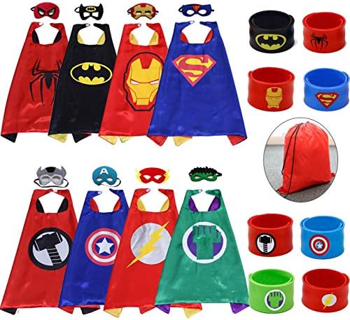 Kids Dress up Costumes Cartoon Capes Set Masks Wristbands a Bag Party Boys Girls Birthday