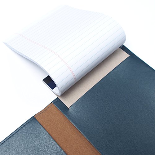 AHZOA 4 Pockets A5 Size Memo Padfolio S6 with Mechanical Pencil , Including 5 X 8 Inch Legal Writing Pad, Synthetic Leather Handmade 6.46 X 8.78 Inch Notepad Clipboard Holder (dark green)