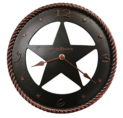 Howard-Miller-Maverick-Wall-Clock-625-445--Cast-Resin-Western-Star-Molded-Rope-Edge-Oil-Rubbed-Bronze-Finish-Start-Hour-Markers-Plus-Spade-Hands-Quartz-Movement 51997SiZbPL