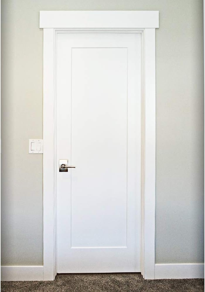 1-Panel Door Slab, Shaker Primed Solid Core MDF Interior, by Stile Doors (32x80-inch)