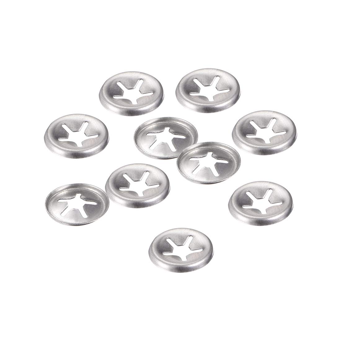 sourcing map M4 Washer 3.3mm I.D. 12mm O.D. Internal Tooth Lock Washers Push-On Locking Speed Clip 304 Stainless Steel 10pcs