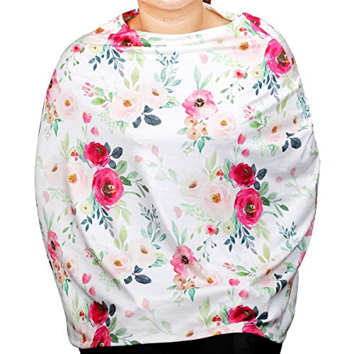 Nursing Cover Breastfeeding Scarf, Car Seat Covers for Babies Infant Carseat Canopy, Stretchy Soft Breathable Multi-Use Cover Ups for Stroller High Chair Shopping Cart, Baby Shower Gift for Boys Girls