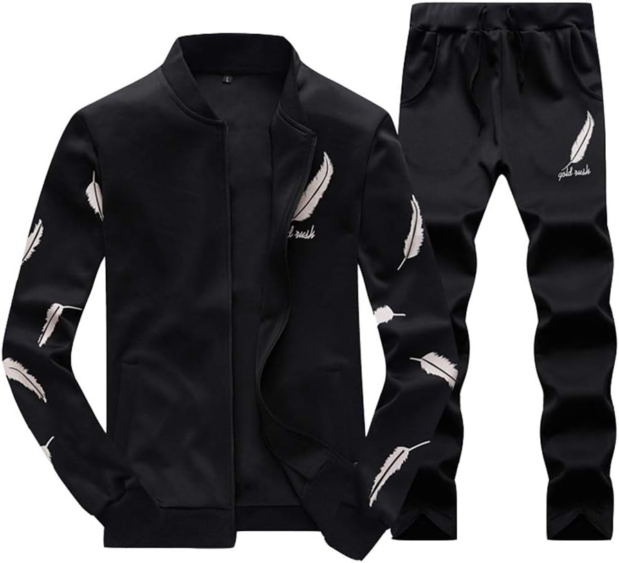 Men's Athletic Full-Zip Tracksuit Sports Set Active Running Jogging Sweat Suits