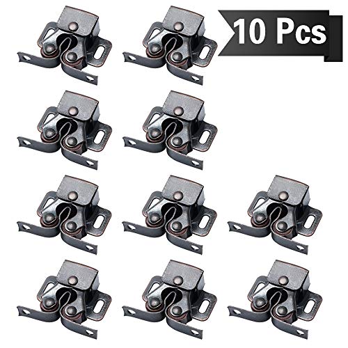 SAYAYO Double Roller Catch, Closet Cupboard Door Latch Furniture Catch Ball Catch Door Hardware Oil-Rubbed Bronze Copper Finished, 10 PCS