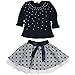 Jastore® Kids Girl Cute 2PCS Diamond Clothing Set Long Sleeve Top +Dot Tutu Skirt (5T) Blue