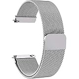 7 Colors for Quick Release Watch Strap, Fullmosa Milanese Magnetic Closure Stainless Steel Watch Band Replacement Strap for 22mm Silver