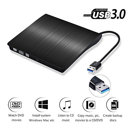 [Updated Version]External CD Drive, ACETEND USB 3.0 Portable CD DVD +/-RW Drive Slim DVD/CD Rom Rewriter Burner Writer, High Speed Data Transfer for Laptop Notebook PC Desktops Support Windows/Vista/7