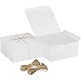Xxcxpark 16 PCS White Gift Boxes 8x8x4 Inches, Decorative Party Favor Kraft Paper Gift Packaging Box with Lid for DIY Crafting, Cube, Cupcake, Kraft Present Boxes for Birthday, Wedding