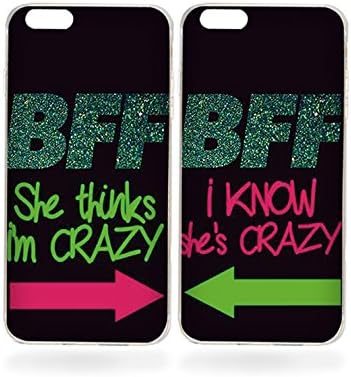 iPhone 6Plus Case-TTOTT 2x BFF Best Friends Forever COUPLE Personalized I'm Crazy She's Crazy TPU Silicone Protective Cases[Bumper Rubber Cover][Various Design for Choice] for iPhone 6Plus/6S Plus inch