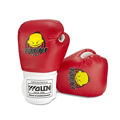 Kids Boxing Gloves, Pu Kids Children Cartoon Sparring Boxing Gloves Training Age 5-12 Years (Red)