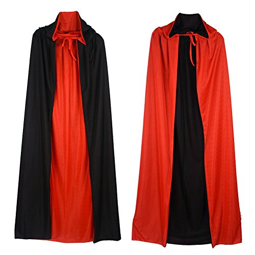 Double Face Red Black Hooded Halloween Cloak Goth Vampire Priate Cape