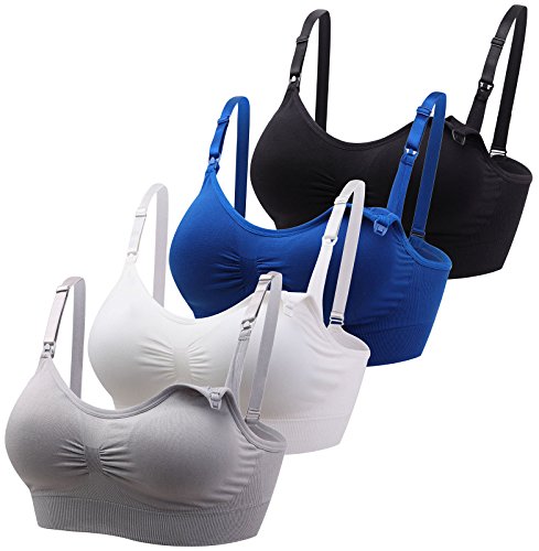 MIRITY Womens Nursing Bras for Breastfeeding Seamless Wirefree Maternity Wear Bra Color BGWB Size L