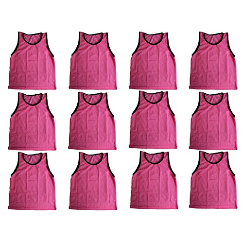 BlueDot Trading Youth Sports Pinnie Scrimmage Chaleco de entrenamiento, rosa, paquete de 12