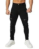 HUNGSON Men's Ripped Skinny Jeans Stretchy Slim Fit