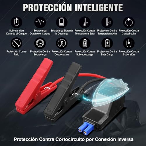 AUTODIAG Arrancador de Batería de Auto 2500A Portátil con Compresor de Aire 150PSI,11000mAh Batería,Jump Starter 12V para Autos Gas 5L/Diésel 2L, Linterna de Emergencia, Clip de Seguridad Inteligente