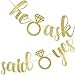 Engagement Banners Glitter Gold Letters He Asked She Said Yes Garland for Wedding, Hen Party, Bridal Shower, Bachelorette Party Favor Decorations (GOLD)