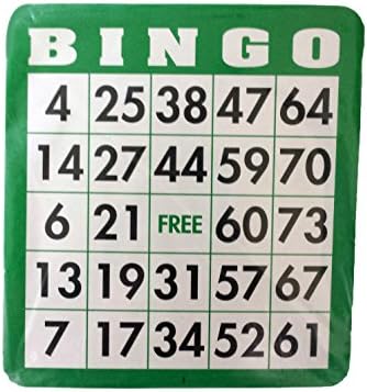 Bingo Cards, Green, Package of 50, Cardstock, 5 x 5.25