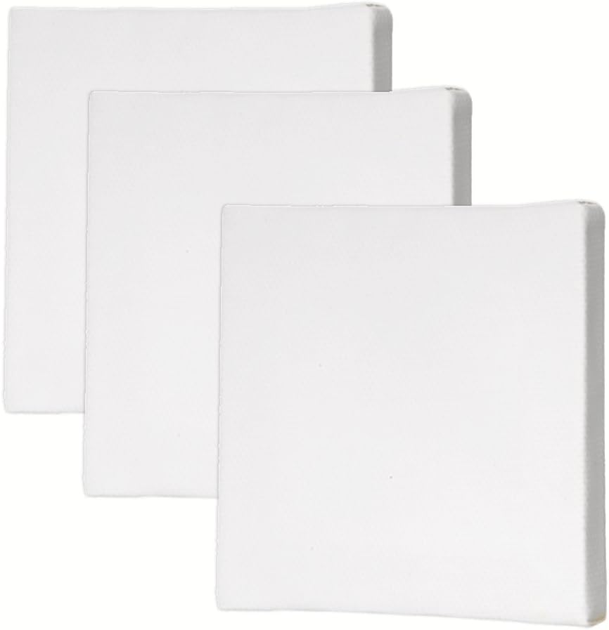 Triple-Primed Stretched Artist's Canvas, Medium Weight 6"x6", Pack of 3