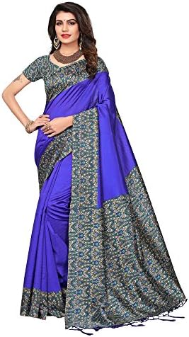Applecreation Art Silk sarees for women (sarees SRJK027_Blue_FREE SIZE)