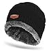 JustOneStyle Men Soft Stretch Cable Knit Lined Thick Warm Winter Wool Slouchy Beanies Hat (E-Black)