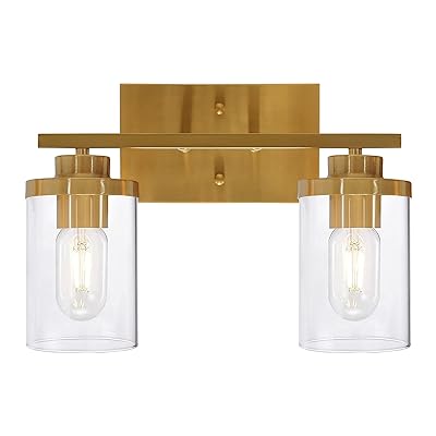 Buy Eluze 2 Light Modern Vanity Light Fixture Brushed Brass Bathroom Lighting With Clear Glass Shades Fixtures Wall Sconce For Bedroom Living Room Hallway Kitchen Vanity Table Online In Spain B08krmc813