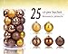 SANNO 25ct Glitter Christmas Balls, Brown Baubles Xmas Gold Shiny Matte Glitter Decorative Hanging Ornament Christmas Seasonal Decorations Ideal for Xmas, Holiday and Party Widgets, 60mm/2.36