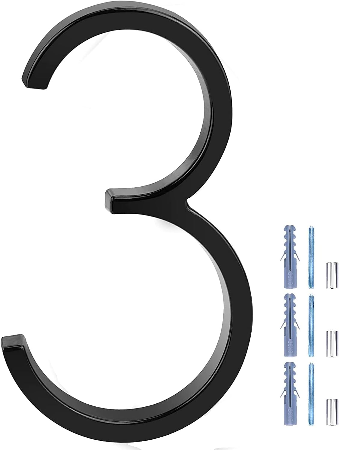 Address Signs - CACAKEE House Number, Black Floating 5 Inch Address Numbers, Modern House Numbers Sign for Home Decoration, Number 3 (Three)