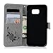 Mavis's Diary Galaxy S6 Edge Plus Case, Wallet Embossed Peonies and Butterflies PU Leather Snug Fit Soft TPU Inner Cover with Magnetic Clip & ID/Credit Card Holders - Grey