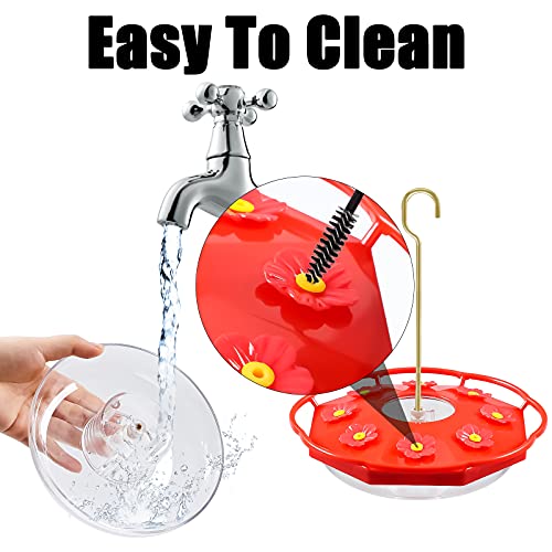 FEED GARDEN 2-Pack 16oz Hummingbird Feeders - Ant & Bee Proof With 5 Feeding Ports & Cleaning Brushes