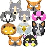 10 Woodland & Farm Animal Foam Childrens Face Masks Made by Blue Frog Toys