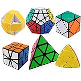 Dreampark Speed Cube Set, Pyramid, Megaminx, Oblique, Mastermorphix, Square-1 SQ1 and Magic Snake Yellow and White Twisty Toy Puzzles - Perfect Puzzle Box for Kids, Teens, and Adults Set of 6