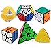 Dreampark Speed Cube Set, Pyramid, Megaminx, Oblique, Mastermorphix, Square-1 SQ1 and Magic Snake Yellow and White Twisty Toy Puzzles - Perfect Puzzle Box for Kids, Teens, and Adults Set of 6
