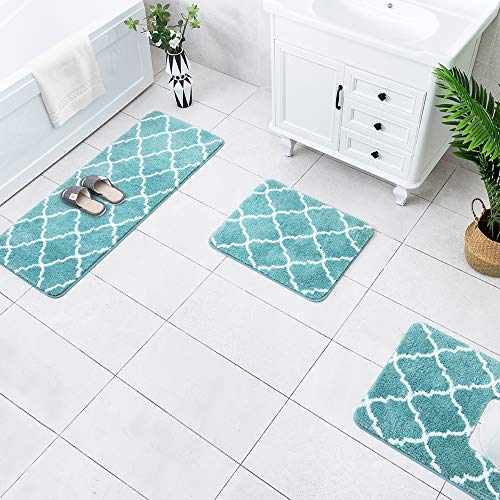 Carvapet 3 Pcs Bathroom Rug Set Extra Soft Shaggy Microfiber Bath Mat
