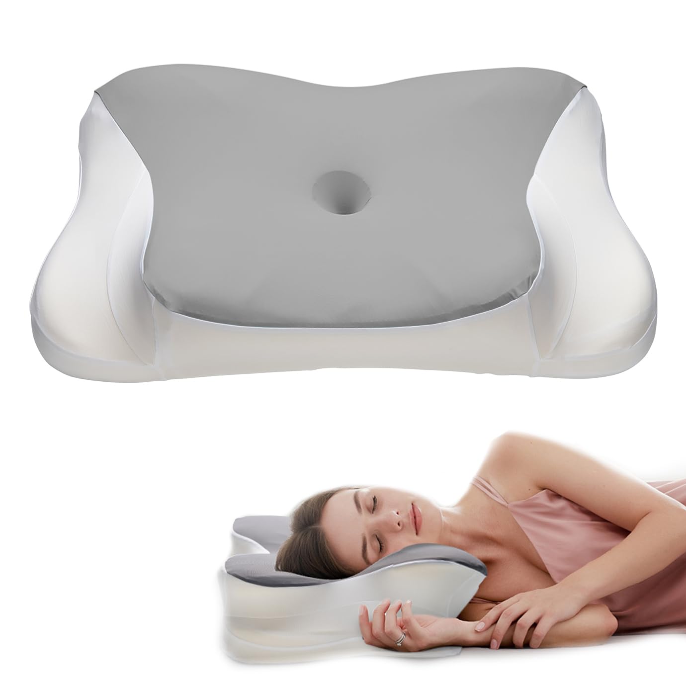 Jocoiot Cervical Pillow for Neck and Shoulder, Ergonomic Memory Foam Pillows for Sleeping with Washable Pillowcas - Gray