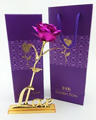 24k 10-Inch Gold Foil Rose Full Blossom Budding Gold Plated Rose Presents for Birthday, Gift for Girlfriend, Party, Wedding, Mother's Day, Romantic Gift (rose)