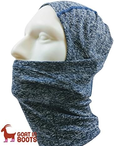 Goat in Boots Balaclava for Men and Women by Stretchy Windproof Fleece, Dri Fit, Moisture Wicking - Holds The Heat, Not The Moisture (Blue Marled)