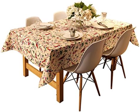 Ethomes Japanese-style Retro American Flower And Bird White Tablecloth Rectangular for Dinning/Tea Table Household Appliances Towel Approx 35x55 inch