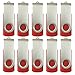 Enfain 512MB USB 2.0 Flash Drive Small Capacity Memory Stick Swivel Thumb Drive Multipack Pen Drives, with 12 Labels for Marking (10 Pack, Red)