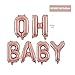 Kwayi Baby Shower Decoration Set, Rose Gold Theme Baby Shower Decoration With OH BABY Banner Rose Gold Balloon And Tissue Paper Pom Poms Toal 35PCS For Baby Shower Party Decoration
