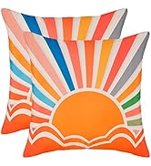 VERTKREA Modern Pillow Covers, Colorful Sunrise Outdoor Pillow Covers, Set of 2 Waterproof Throw ...