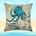 CARRIE HOME Nautical Decor Beach Throw Pillow Covers 18x18 Crab Octopus Seahorse Decor for Home Couch and Patio, Set of 4