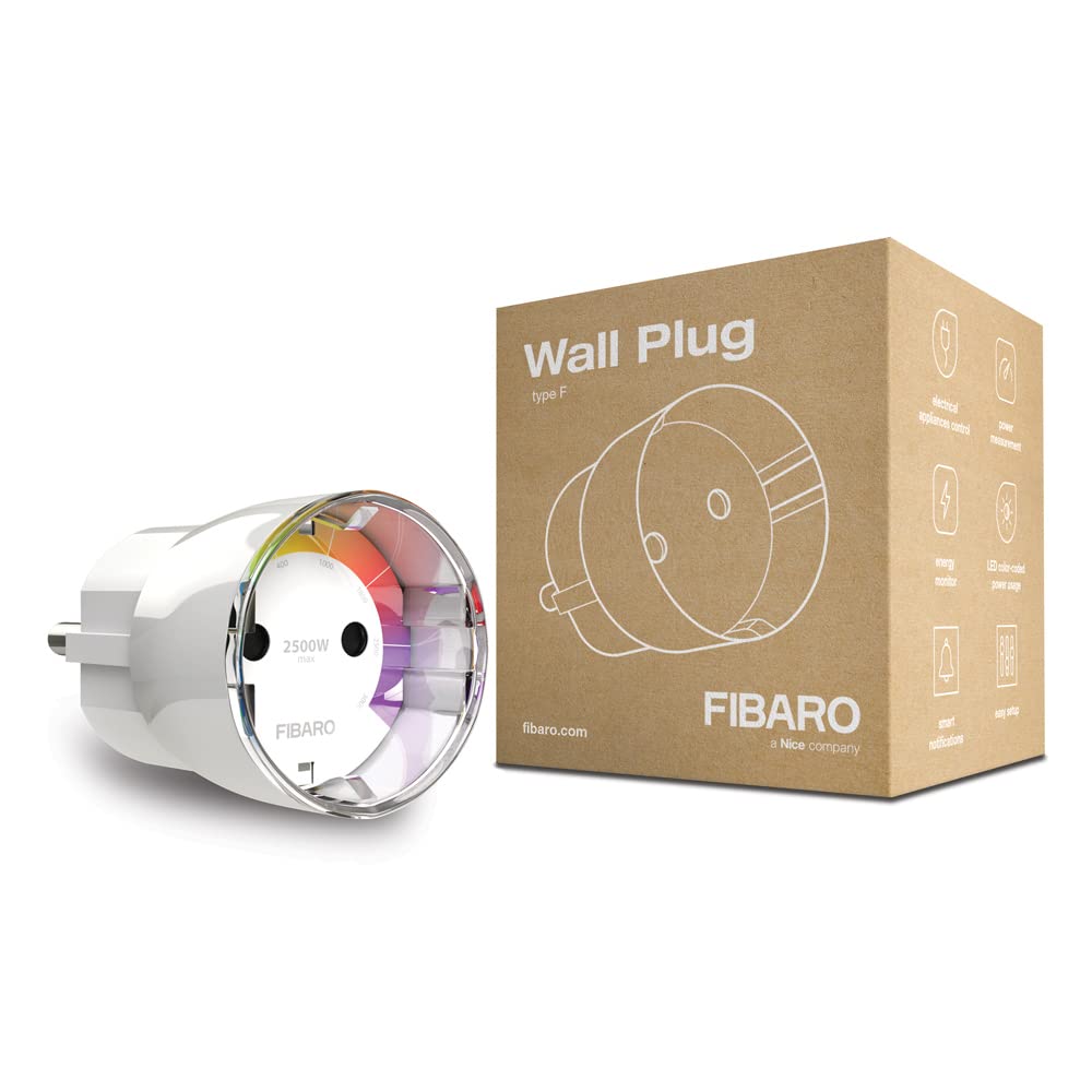 Fibaro FGWPF-102-5 FGWP-102 Type F Wall Plug, White, 35.0