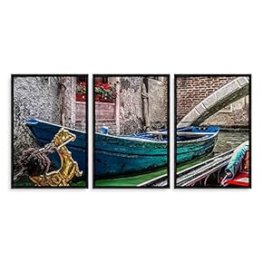 3 Piece Framed Canvas Wall Art for Living Room, Bedroom Italy City Landscape Canvas Prints for Modern Home Decoration Ready to Hang - 16"x24"x3 Panels