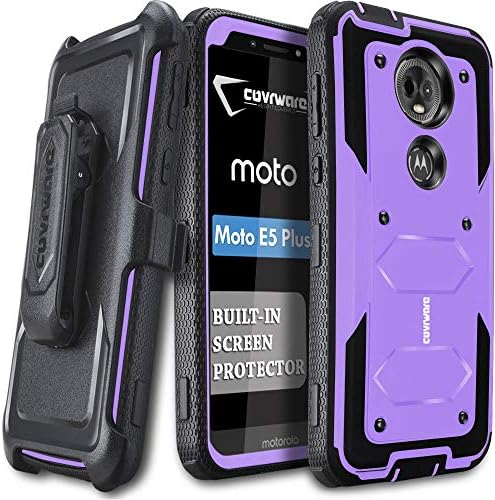 Moto E5 Plus / E5 Supra Case, COVRWARE [ Aegis Series ] Case with Built-in [Screen Protector] Heavy Duty Full-Body Rugged Holster Armor Case [Belt Swivel Clip][Kickstand], Light Purple