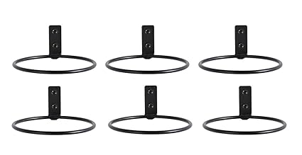 Shiyon Metal Wall Mounting Hanging Ring Shape Plant Stand for Indoor & Outdoor (Black , 18 X 18 X 7 cm ) - Set of 6