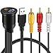 BATIGE 3RCA 3 RCA & USB 3.0 Male to USB3.0 and 3.5mm Female AUX Car Mount Flush Extension Cable for Car Boat Motorcycle Dashboard - 3ft