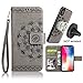 CASEOWL iPhone X/XS Case,iPhone X/XS Wallet Case with Detachable Slim Case,Card Solt Holder,Fit Car Mount, Mandala Flower Floral Embossed Leather Flip Lanyard Wallet Case for iPhone X/XS/10/10S[Gray]
